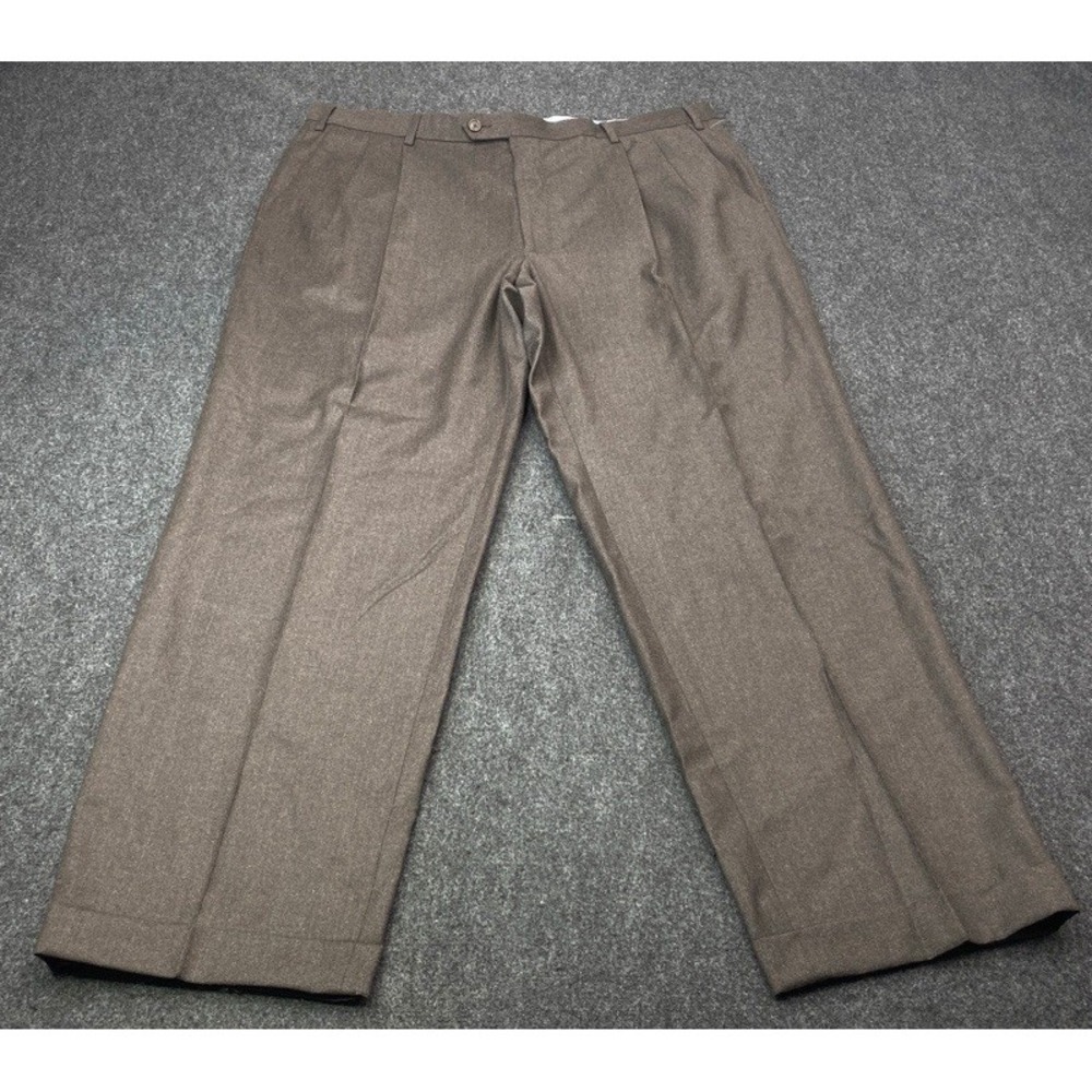 Enzo Mantovani Dress Trousers Mens 40 Brown Wool Cashmere Pleated Made in Italy